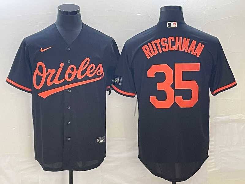 Mens Baltimore Orioles #35 Adley Rutschman Black Cool Base Stitched Jersey->baltimore orioles->MLB Jersey